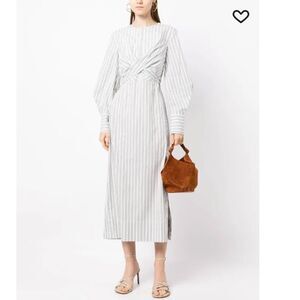 STAUD cut-out stripe shirt dress